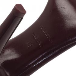 Pre Owned Burberry Burgundy Patent Leather Ruffle Sandals Size 38 