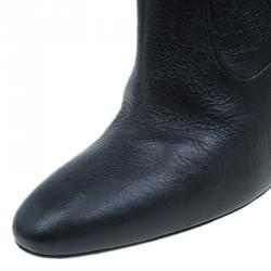 مملوكة مسبقًا بوت ركبة بربري بإبزيم كعب جاكارد أسود مقاس 36.5