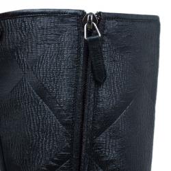 مملوكة مسبقًا بوت ركبة بربري بإبزيم كعب جاكارد أسود مقاس 36.5