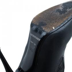 مملوكة مسبقًا بوت ركبة بربري بإبزيم كعب جاكارد أسود مقاس 36.5