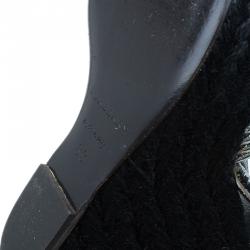 Pre Owned Burberry Silver Knotted Leather Espadrille Wedge Sandals Size 39