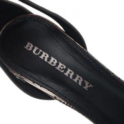 Pre Owned صندل بربري بشريط كاحل جلد رصاصي ميتاليك مقاس 39