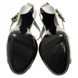 مملوكة مسبقًا صندل بربري جلد بيج سيور متعاكسة نعل سميك مقاس 36