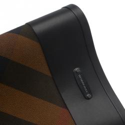 Pre Owned Burberry Black Rubber And Novacheck Canvas Rain Boots Size 38