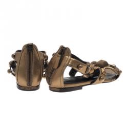 Pre Owned صندل بربري جلادياتور ميغا مرصع ذهبي مقاس 37