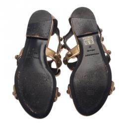 Pre Owned صندل بربري جلادياتور ميغا مرصع ذهبي مقاس 37