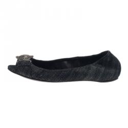 Pre Owned Burberry Grainy Denim Ballet Flats Size 37