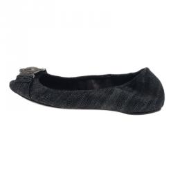 Pre Owned Burberry Grainy Denim Ballet Flats Size 37