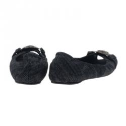 Pre Owned Burberry Grainy Denim Ballet Flats Size 37