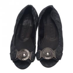 Pre Owned Burberry Grainy Denim Ballet Flats Size 37