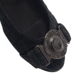 Pre Owned Burberry Grainy Denim Ballet Flats Size 37