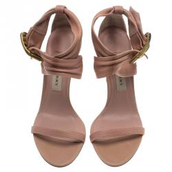 مملوكة مسبقًا Burberry Blush Pink Leather Marham Buckle Sandals Size 37.5