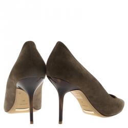 Pre Owned حذاء كعب عالى بربري مودسلي مقدمة مدببة سويدي رصاصي مقاس 40