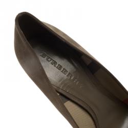 Pre Owned حذاء كعب عالى بربري مودسلي مقدمة مدببة سويدي رصاصي مقاس 40