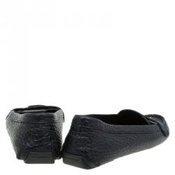 Pre Owned Burberry Black Grain Leather Signature Loafers Size 39