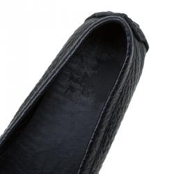 Pre Owned Burberry Black Grain Leather Signature Loafers Size 39