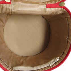 مملوكة مسبقًا حقيبة ماكياج بربري فينتد ج كانفاس كاروهات هاي ماركت أحمر وبني