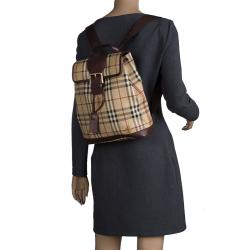 Burberry Beige/Brown Haymarket Check Backpack