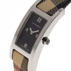 Pre Owned Burberry Black Stainless Steel The Pioneer Women's Wristwatch 20MM