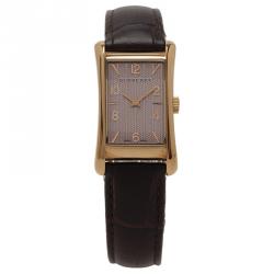 مملوكة مسبقًا Burberry Grey Gold-Plated Stainless Steel BU3001 Women's Wristwatch 20MM