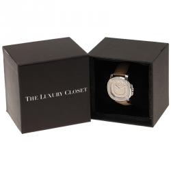 Pre Owned Burberry Cream Stainless Steel Diamonds Britain Women's Wristwatch 38MM