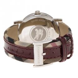 Pre Owned Burberry White Stainless Steel Heritage BU1389 Women's Wristwatch 38MM 