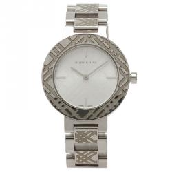 Pre Owned Burberry Silver Gold Plated Stainless Steel Heritage Collection Women's Wristwatch 36MM