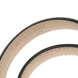 Pre Owned Bvlgari Serpenti Forever Enamel Double Coiled Silver Leather Gold Plated Bracelet