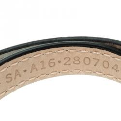 Pre Owned Bvlgari Serpenti Forever Enamel Turquoise Double Coiled Leather Gold Plated Bracelet