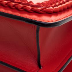 Bvlgari Scarlet Red Leather Large Ruffled Serpenti Forever Shoulder Bag
