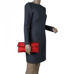Pre Owned Bvlgari Red Satin Monete Clutch