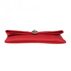 Pre Owned Bvlgari Red Satin Monete Clutch