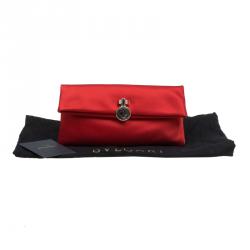 Pre Owned Bvlgari Red Satin Monete Clutch
