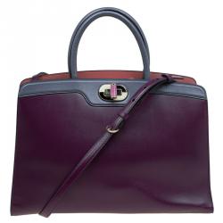 Bvlgari Burgundy/Grey Leather Medium Icona Tote