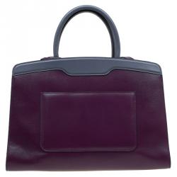 Bvlgari Burgundy/Grey Leather Medium Icona Tote