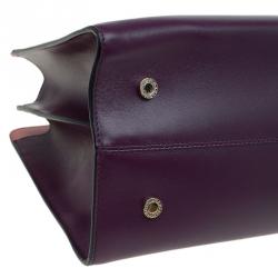 Bvlgari Burgundy/Grey Leather Medium Icona Tote