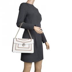 Bvlgari Off White/Beige Leather Medium Serpenti Forever Shoulder Bag