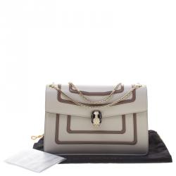 Bvlgari Off White/Beige Leather Medium Serpenti Forever Shoulder Bag