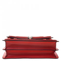 مملوكة مسبقًا Bvlgari Red Leather Large Serpenti Forever Ruffled Shoulder Bag