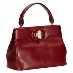 Pre Owned Bvlgari Red Wine Leather Isabella Rossellini Bag