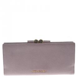 Pre Owned Bvlgari Lilac Leather Continental Wallet