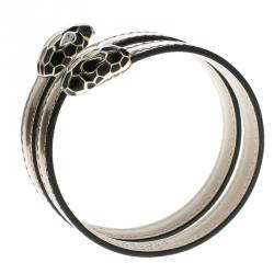 Bvlgari Serpenti Forever Antique Bronze Leather Multi-coiled Rigid Bracelet 