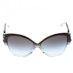 Pre Owned Bvlgari Blue Jeweled 8080-B Cat Eye Sunglasses