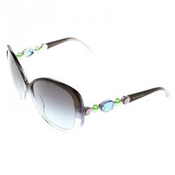 Pre Owned Bvlgari Blue Jeweled 8080-B Cat Eye Sunglasses