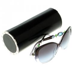 Pre Owned Bvlgari Blue Jeweled 8080-B Cat Eye Sunglasses