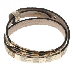 Bvlgari Scaglie Glitter Gold Leather Double Wrap Bracelet 16cm