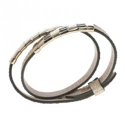 Bvlgari Scaglie Glitter Gold Leather Double Wrap Bracelet 16cm