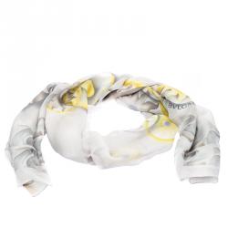 Bvlgari Grey Printed Silk Chiffon Stole