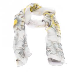 Bvlgari Grey Printed Silk Chiffon Stole