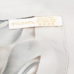 Bvlgari Grey Printed Silk Chiffon Stole